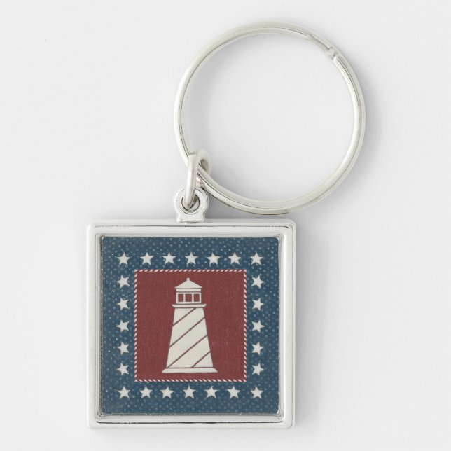 Coastal Art | Lighthouse on Red Key Ring (Front)