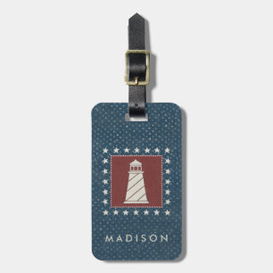 Coastal Art Lighthouse on Red Luggage Tag
