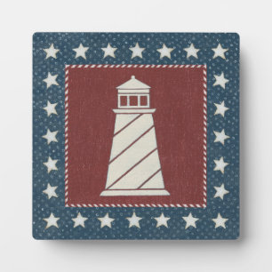 Coastal Art   Lighthouse on Red Plaque