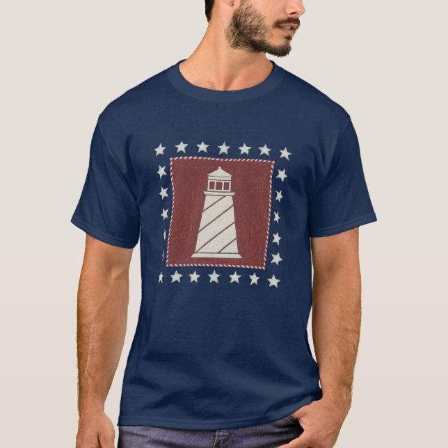 Coastal Art | Lighthouse on Red T-Shirt (Front)