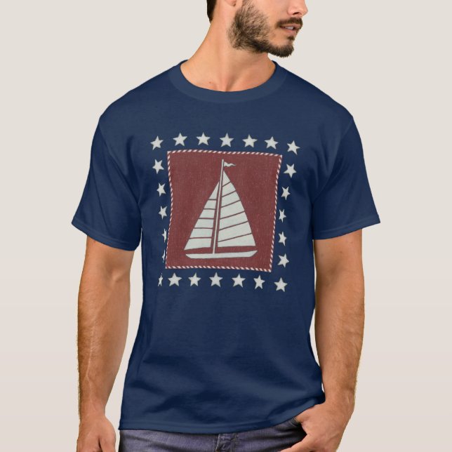 Coastal Art | Sailboat on Red T-Shirt (Front)