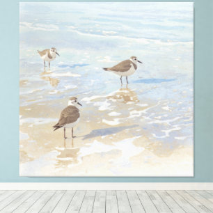 Coastal Art Sandpipers on Beach Canvas Print