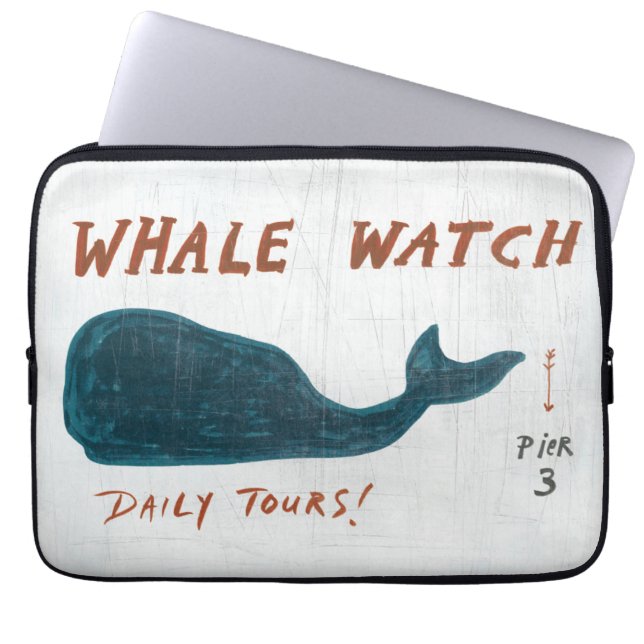 Coastal Art | Whale Watch Laptop Sleeve (Front)
