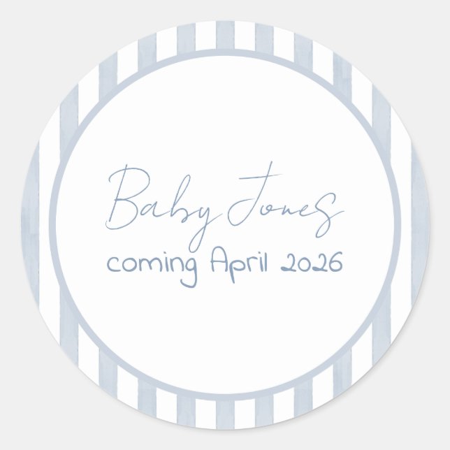 Coastal Baby Ahoy Its a Boy Baby Shower Classic Round Sticker (Front)