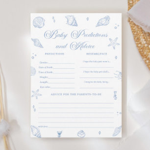 Coastal Baby Shower Baby Predictions Game Card