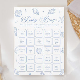Coastal Baby Shower Find the Guest Bingo Game Card