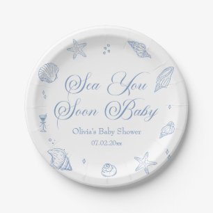 Coastal Baby Shower Sea You Soon Baby Paper Plate