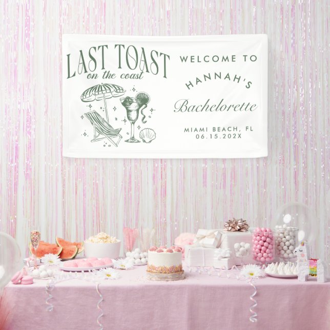 Coastal Bachelorette Cocktail Party Green Banner (Party)