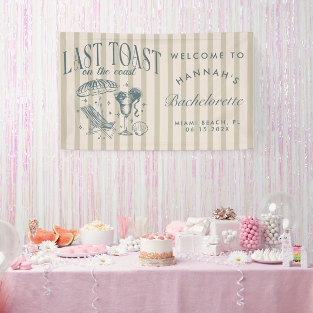 Coastal Bachelorette Cocktail Party Navy Banner (Party)