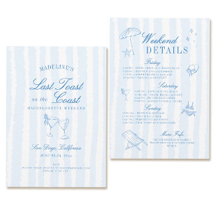 Coastal Bachelorette Last Toast Hand Drawn Stripes Invitation