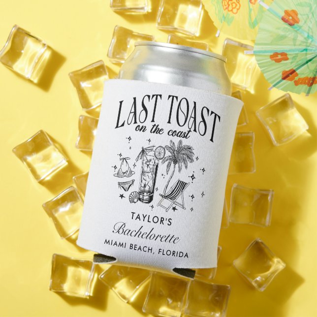 Coastal Bachelorette Modern Cocktail Party Black Can Cooler (In Situ Summer)