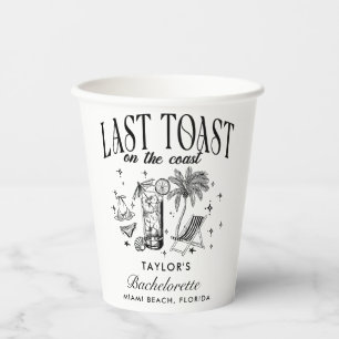 Coastal Bachelorette Modern Cocktail Party Black Paper Cups