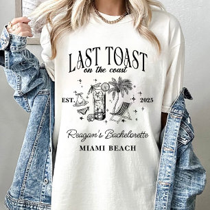 Coastal Bachelorette Modern Cocktail Party Black T-Shirt