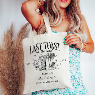 Coastal Bachelorette Modern Cocktail Party Black Tote Bag