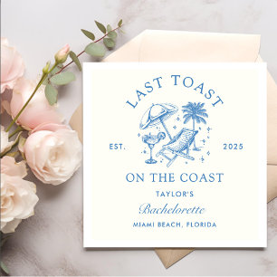 Coastal Bachelorette Modern Cocktail Party Blue Napkin