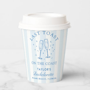 Coastal Bachelorette Modern Cocktail Party Blue Paper Cups