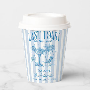 Coastal Bachelorette Modern Cocktail Party Blue Paper Cups