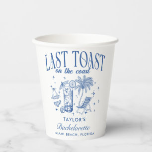 Coastal Bachelorette Modern Cocktail Party Blue Paper Cups