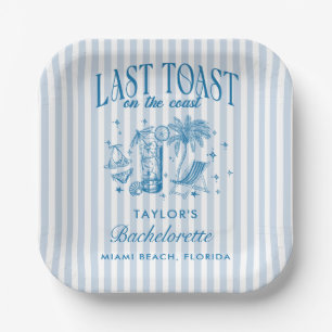 Coastal Bachelorette Modern Cocktail Party Blue Paper Plate