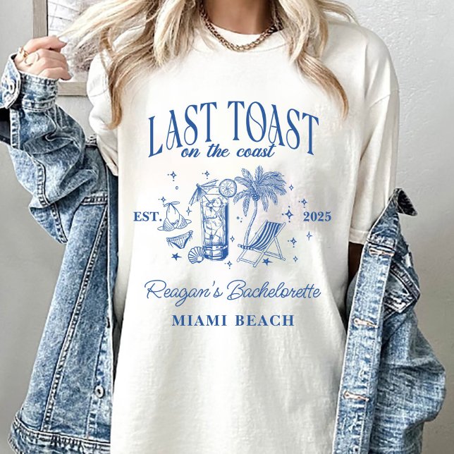 Coastal Bachelorette Modern Cocktail Party Blue T-Shirt (Creator Uploaded)