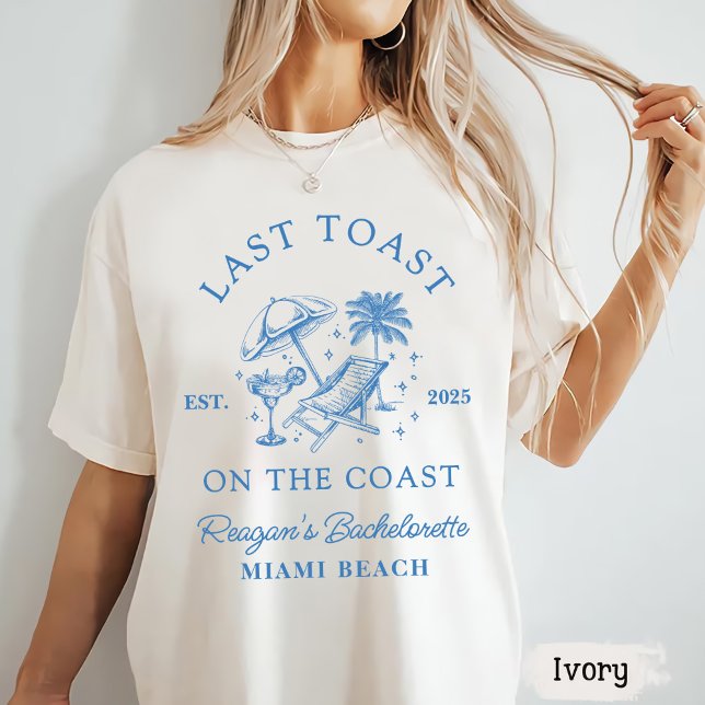 Coastal Bachelorette Modern Cocktail Party Blue T-Shirt (Creator Uploaded)