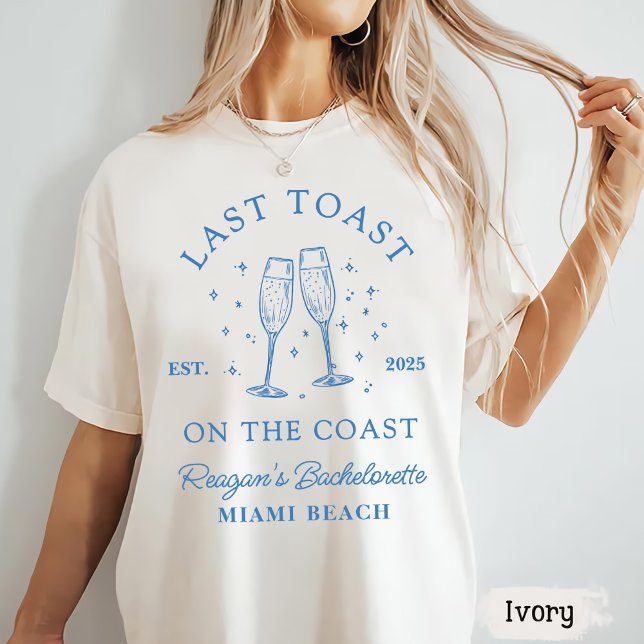 Coastal Bachelorette Modern Cocktail Party Blue T-Shirt (Creator Uploaded)