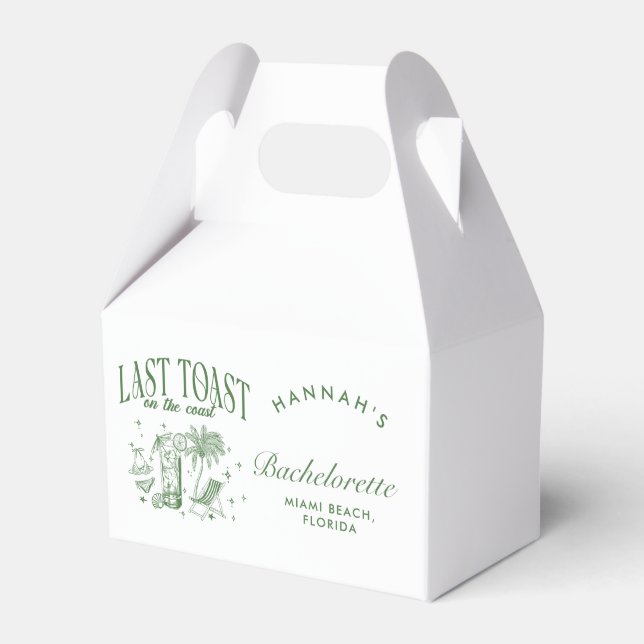 Coastal Bachelorette Modern Cocktail Party Green Favour Box (Front Side)
