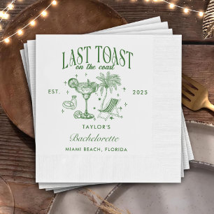 Coastal Bachelorette Modern Cocktail Party Green Napkin