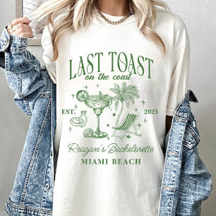 Coastal Bachelorette Modern Cocktail Party Green T-Shirt