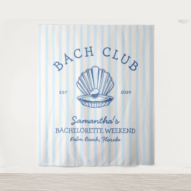 Coastal Bachelorette Party blue bach club Tapestry (Front)