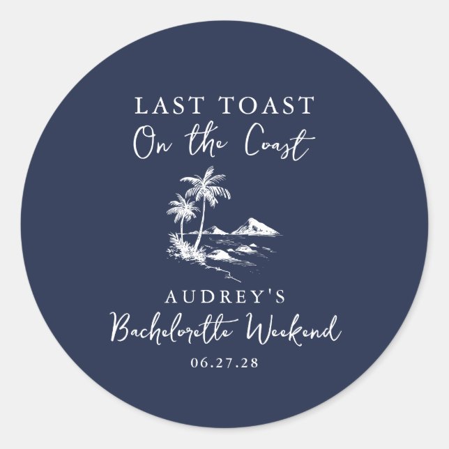 Coastal Bachelorette Party Classic Round Sticker (Front)