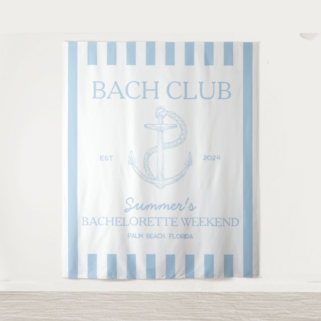 Coastal Bachelorette theme anchor blue bach club Tapestry (Front)