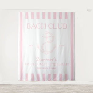 Coastal Bachelorette theme anchor pink bach club Tapestry