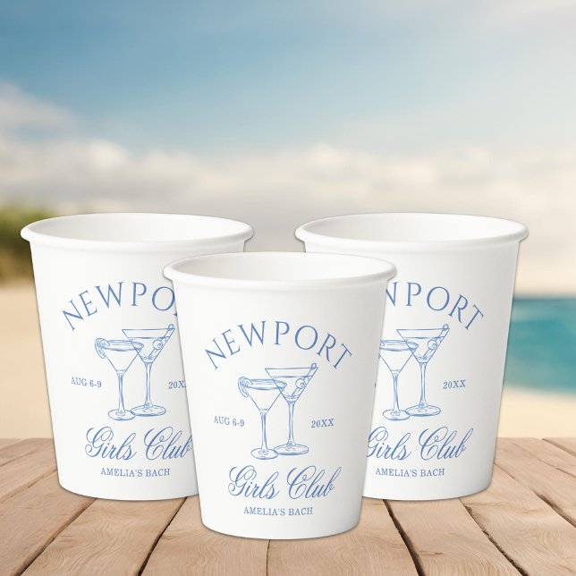 Coastal Bachelorette Weekend Girl's Club Paper Cups (Creator Uploaded)