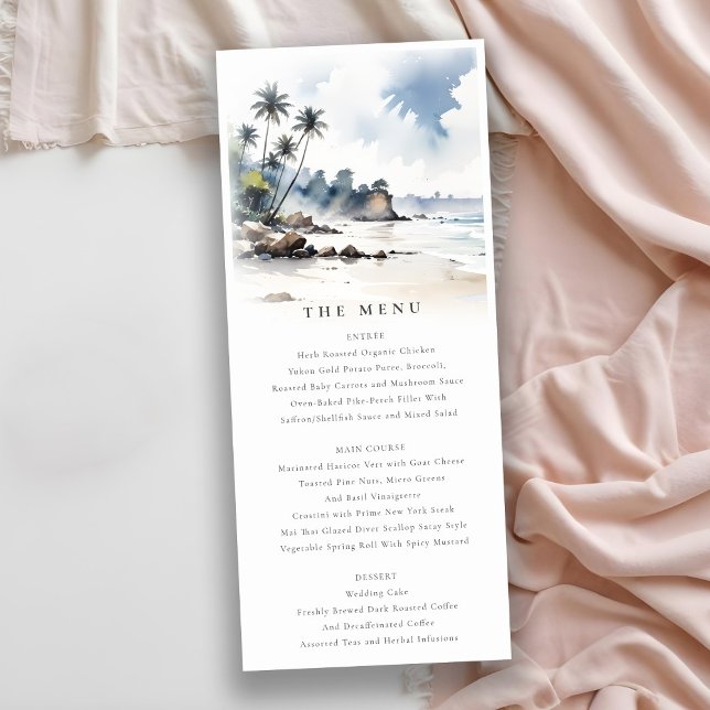 Coastal Bali Beach Palm Tree Wedding Menu Card (Creator Uploaded)