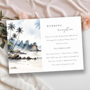 Coastal Bali Beach Palm Tree Wedding Reception Enclosure Card