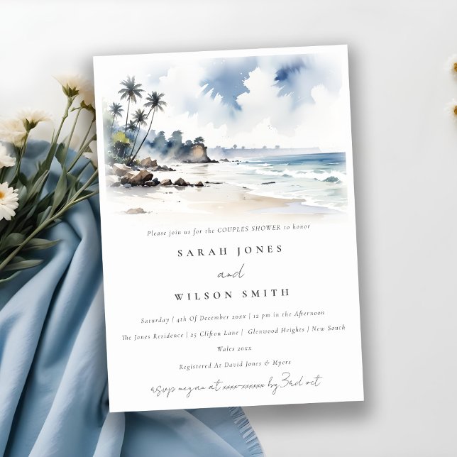 Coastal Bali Beach Palm Trees Couples Shower Invitation (Creator Uploaded)