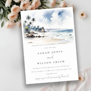 Coastal Bali Beach Palm Trees Wedding Anniversary Invitation