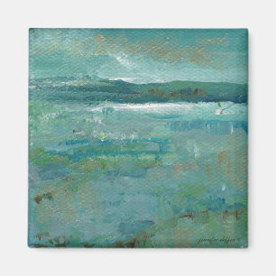 Coastal Beach Abstract Ocean Painting Magnet