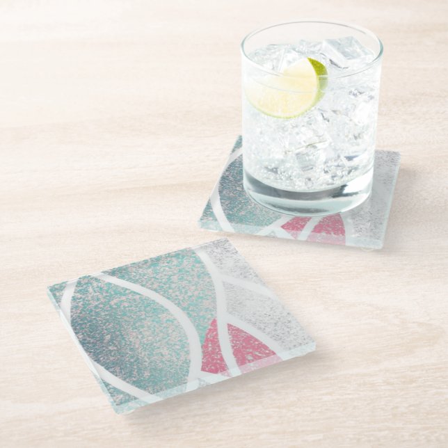 Coastal/Beach abstract waves  Glass Coaster (Angled)