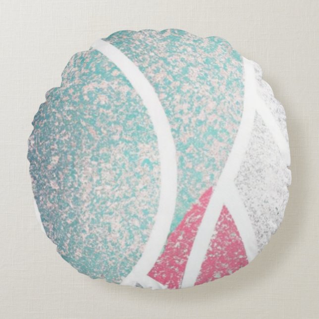Coastal/Beach abstract waves  Round Cushion (Front)