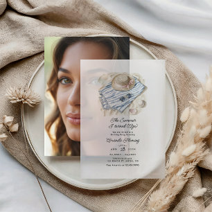 Coastal Beach Aesthetic Summer Birthday Party Vellum Invitations