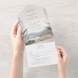 coastal beach All in One Wedding Invite