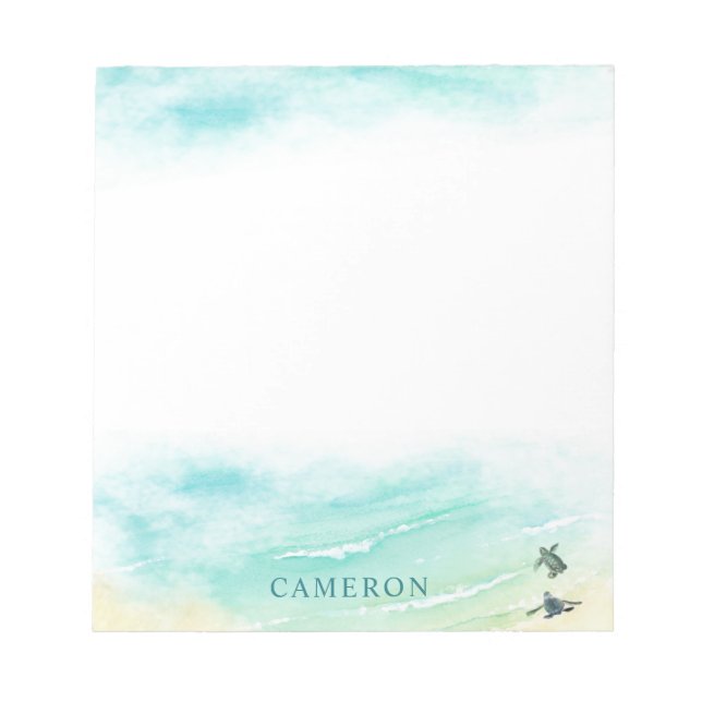 Coastal Beach Baby Sea Turtles Shoreline Notepad (Front)