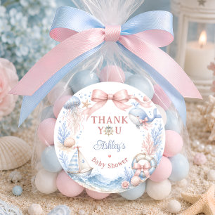 Coastal Beach Baby Shower Thank You Classic Round Sticker