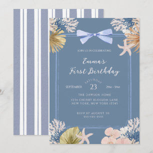 Coastal Beach Baby The Big One First Birthday Invitation