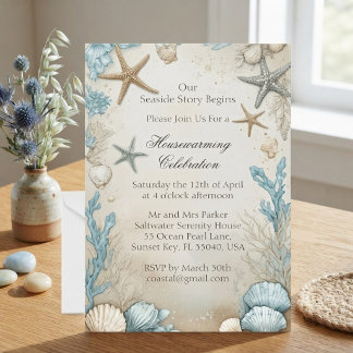 Coastal Beach Beige Sand Housewarming Celebration  Invitation