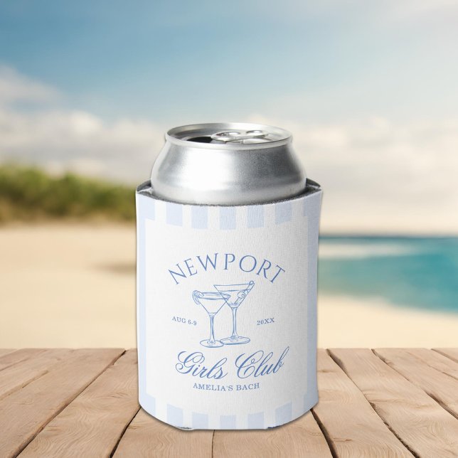 Coastal Beach Blue Bachelorette Can Cooler (Creator Uploaded)