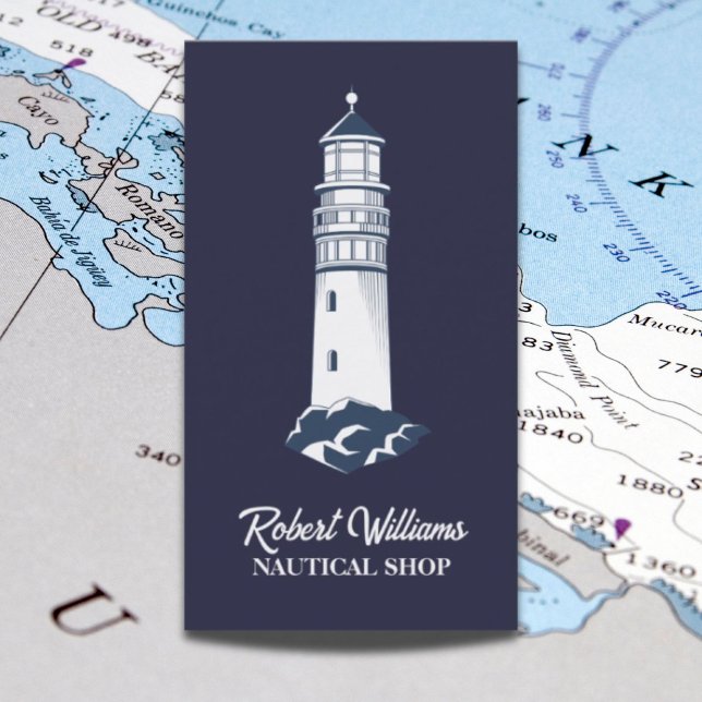 Coastal Beach Blue Boating  Nautical Lighthouse Business Card (Coastal Beach Blue Boating Nautical Lighthouse Business Card)