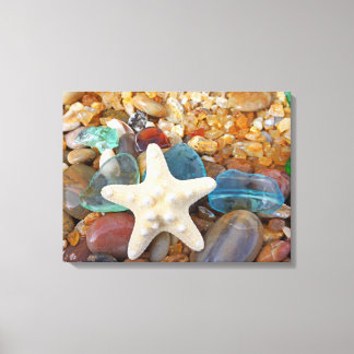 Coastal Beach Blue Sea Glass Art Prints Canvas